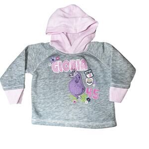 Vintage Y2K  Madagascar Gloria Hippo pink and gray hoodie sweatshirt  18 months